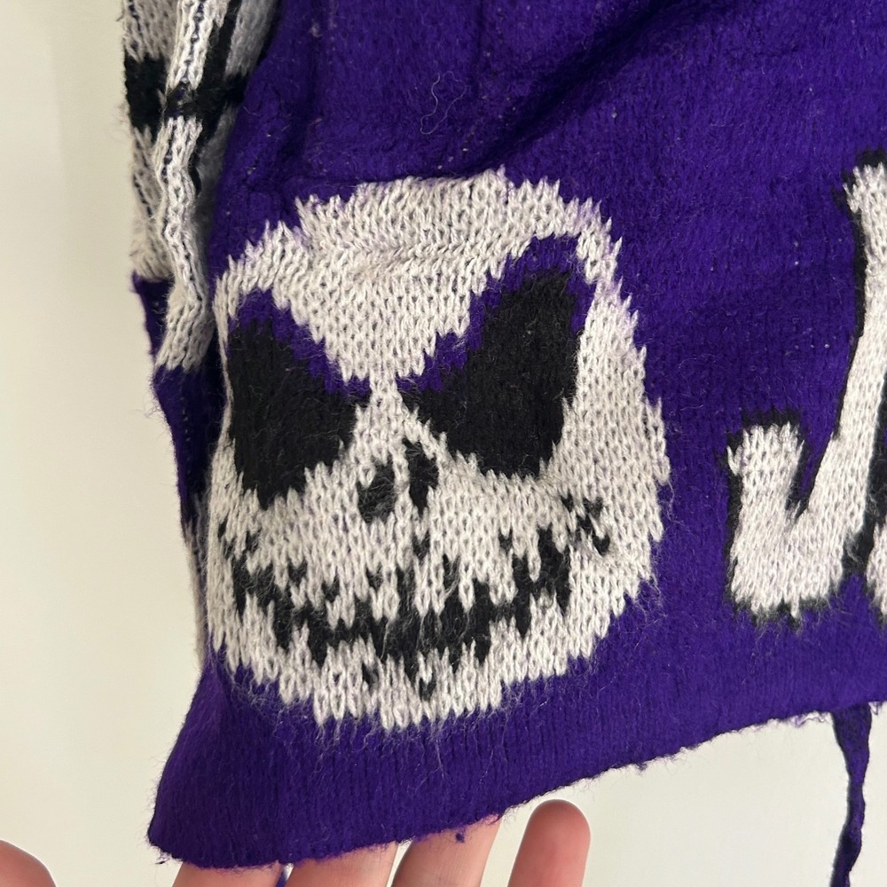 Purple Jack Skellington Disney Yarina Indigenous Hoodie Alpaca Medium M VTG - Picture 4 of 10